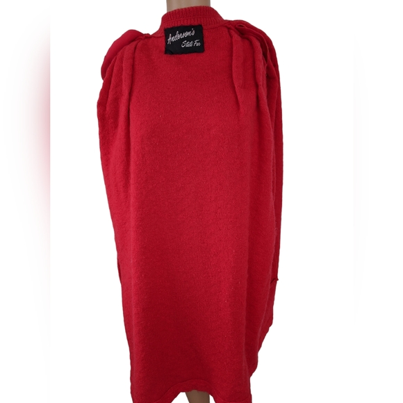 Red Sweater Jacket Knit Indoor Outdoor Vintage 70s Andersons M - Picture 6 of 7